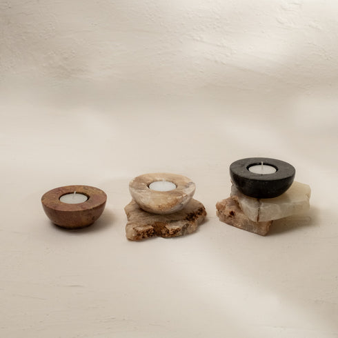 Halfmoon Tea Light Candle Holder 3 Different Colors - Coastal Villa Homeware