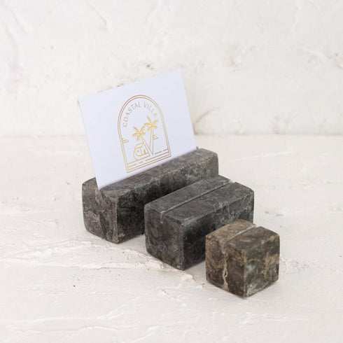 Black marble business card holder