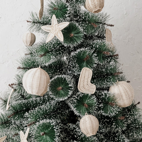 Rattan Christmas Tree Ornament Set - Coastal Villa Homeware