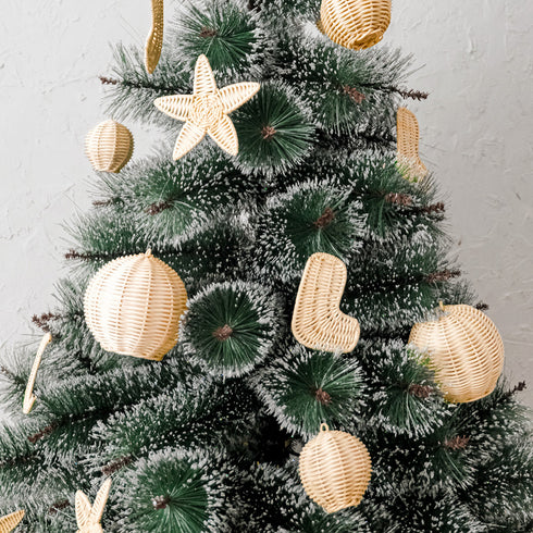 Rattan Christmas Tree Ornament Set - Coastal Villa Homeware