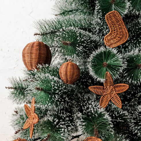 Rattan Christmas Tree Ornament Set - Coastal Villa Homeware