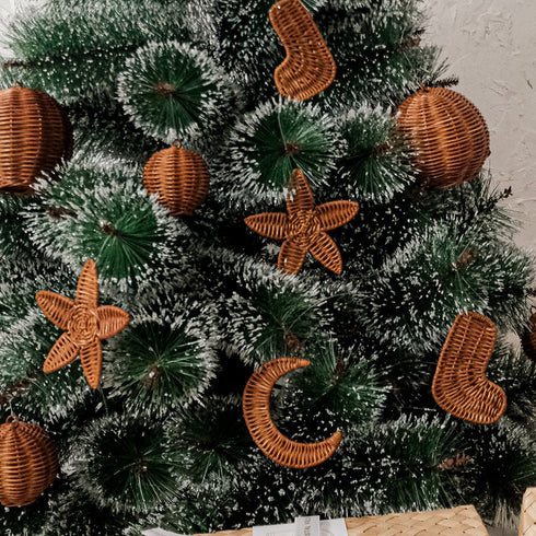 Rattan Christmas Tree Ornament Set - Coastal Villa Homeware