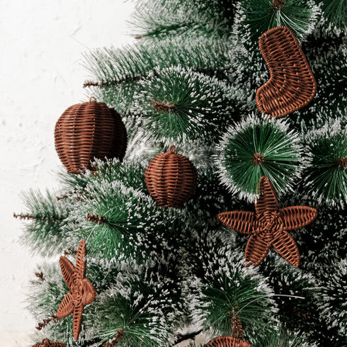 Rattan Christmas Tree Ornament Set - Coastal Villa Homeware
