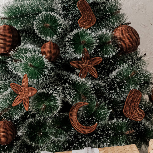 Rattan Christmas Tree Ornament Set - Coastal Villa Homeware