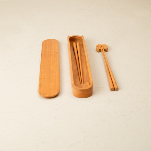 Wooden Chopstick with rest in three woods - Coastal Villa Homeware