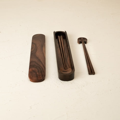 Wooden Chopstick with rest in three woods - Coastal Villa Homeware