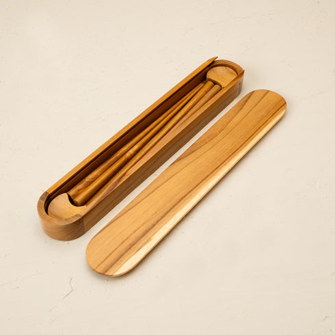 Wooden Chopstick with rest in three woods - Coastal Villa Homeware