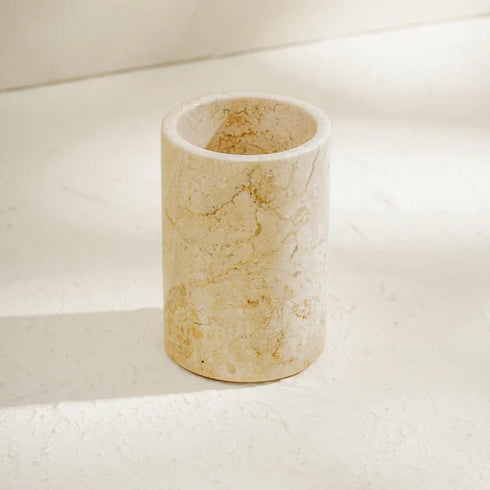 Marble Toothbrush Holder - Black and Beige - Coastal Villa Homeware