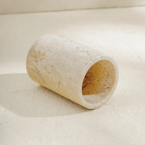 Marble Toothbrush Holder - Black and Beige - Coastal Villa Homeware