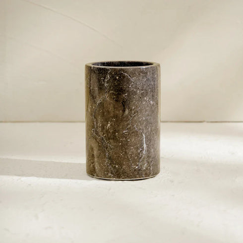 Marble Toothbrush Holder - Black and Beige - Coastal Villa Homeware