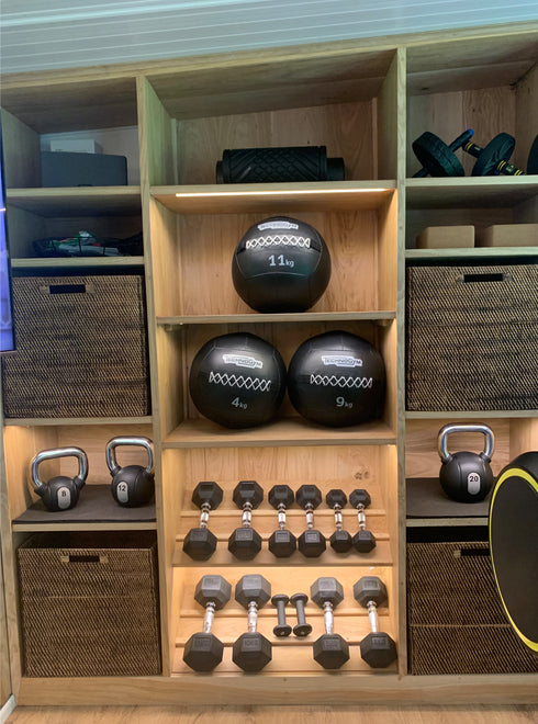 Gym bespoke wicker baskets in dark brown