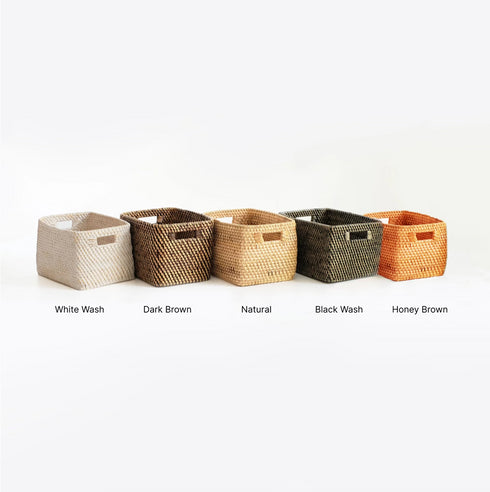 5 different colour mini storage baskets