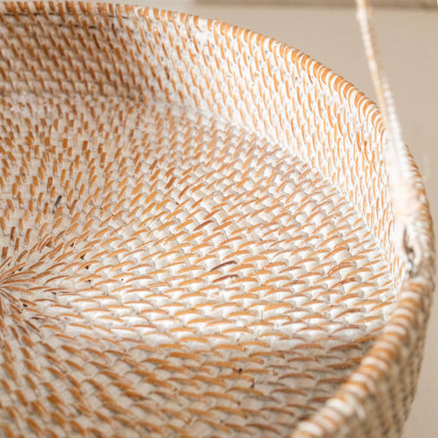 Close-up of a woven basket with a textured pattern