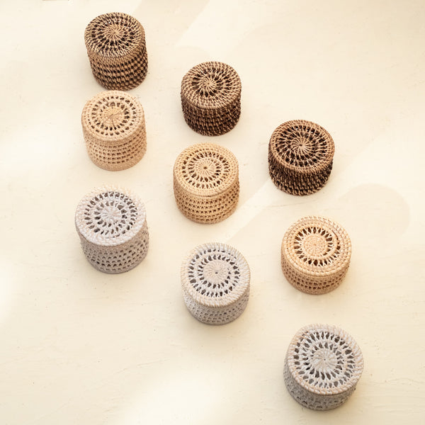 Coastal Inspired Round Spiral Coaster with Holder- 4 Colours - Coastal Villa Homeware