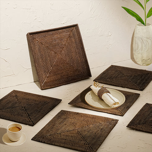 Square Placemat with Holder - Coastal Villa Homeware