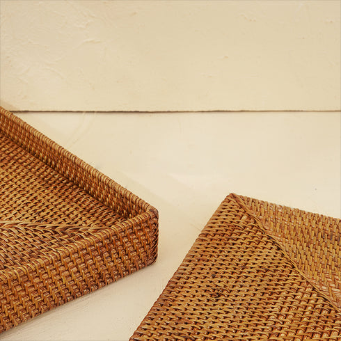 Square Placemat with Holder - Honey Brown - Coastal Villa Homeware