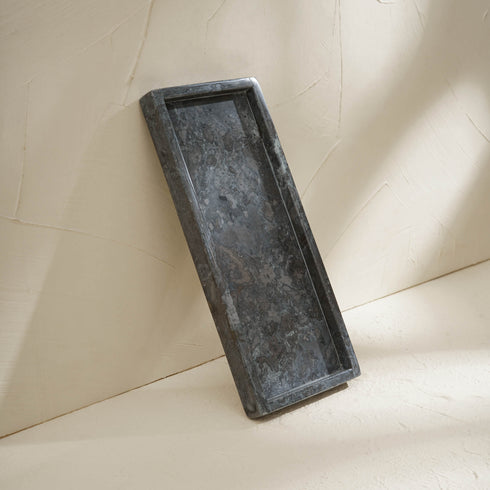 Black marble rectangular tray for bathroom set