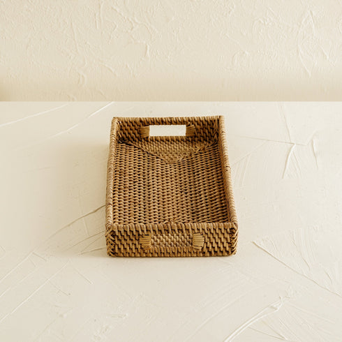Mini Rattan Tray - Small Rectangular Rattan Display Tray - Coastal Villa Homeware