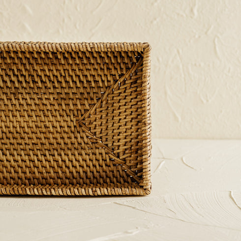 Mini Rattan Tray - Small Rectangular Rattan Display Tray - Coastal Villa Homeware