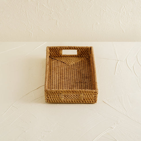 Mini Rattan Tray - Small Rectangular Rattan Display Tray - Coastal Villa Homeware
