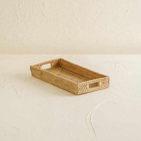 Mini Rattan Tray - Small Rectangular Rattan Display Tray - Coastal Villa Homeware