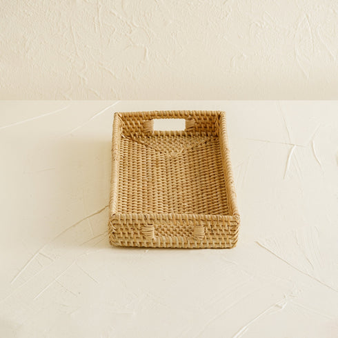 Mini Rattan Tray - Small Rectangular Rattan Display Tray - Coastal Villa Homeware