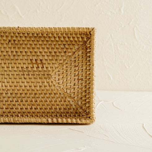 Mini Rattan Tray - Small Rectangular Rattan Display Tray - Coastal Villa Homeware