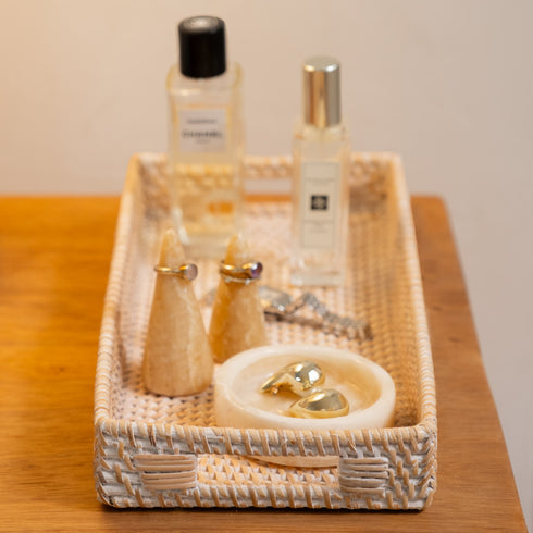 Mini Rattan Tray - Small Rectangular Rattan Display Tray - Coastal Villa Homeware