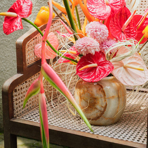 Large Onyx Marble Vase – Luxury Decorative Vase for Centerpieces & Living Room - Coastal Villa Homeware