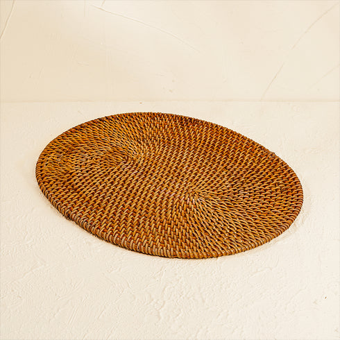 Oval Rattan Placemats - Honey Brown - Coastal Villa Homeware