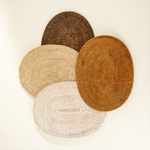 Oval Rattan Placemats - Honey Brown - Coastal Villa Homeware