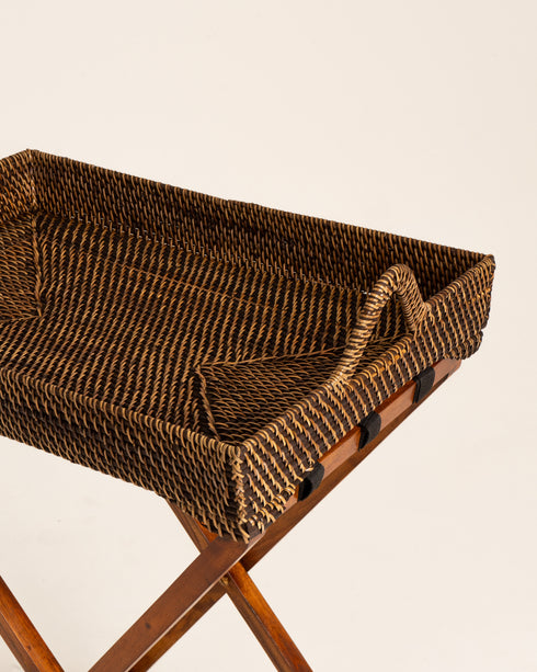 Rattan Butlers Tray - Dark Brown - Coastal Villa Homeware