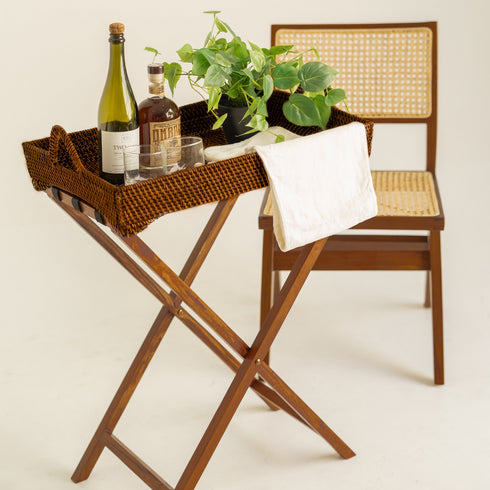 Rattan Butlers Tray - Dark Brown