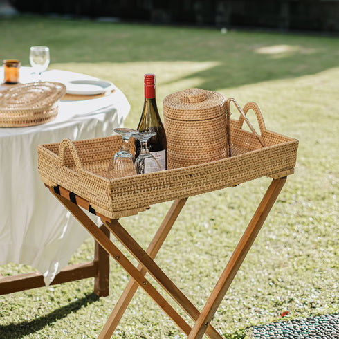 Rattan Butlers Tray - Natural - Coastal Villa Homeware