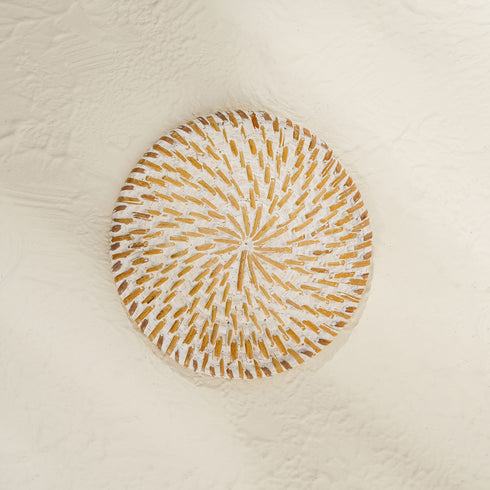Rattan Coaster for drinks - White Wash - Coastal Villa Homeware