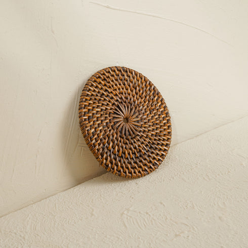Rattan Coaster - Round Dark Brown - Coastal Villa Homeware