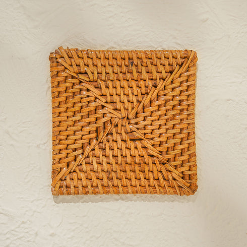 Rattan Square Coasters - Honey Brown - Coastal Villa Homeware