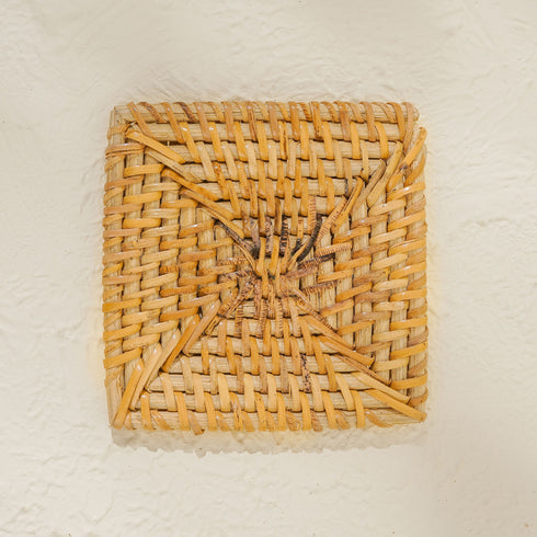 Rattan Square Coasters - Natural - Coastal Villa Homeware