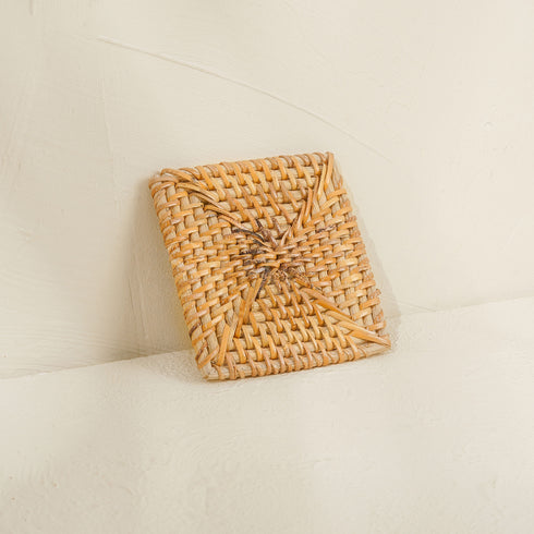 Rattan Square Coasters - Natural - Coastal Villa Homeware