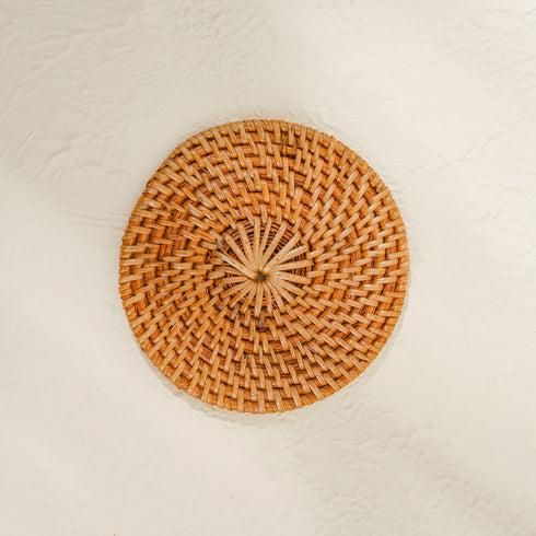 Round Rattan Coaster - Honey Brown - Coastal Villa Homeware