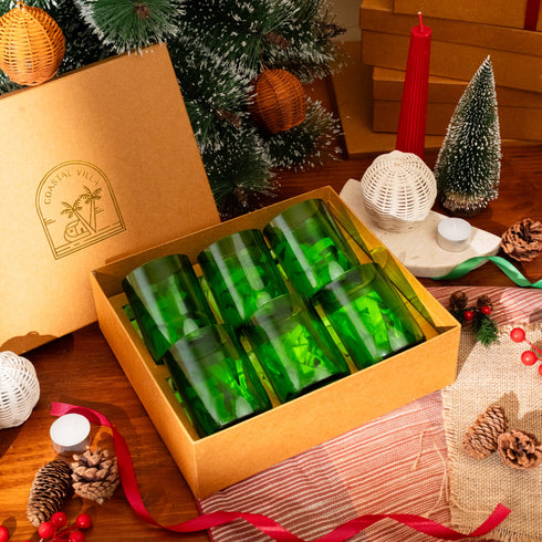 Green Recycled Tumblr Glass - Coastal Villa Homeware