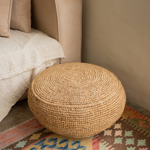 Jute Round Pouf - Coastal Villa Homeware