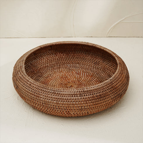 Large Fruit Bowl Woven Rattan in 4 Different Colours - Coastal Villa Homeware
