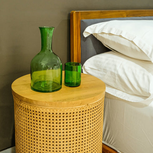 Carafe with glass lid - Green and Amber - Coastal Villa Homeware