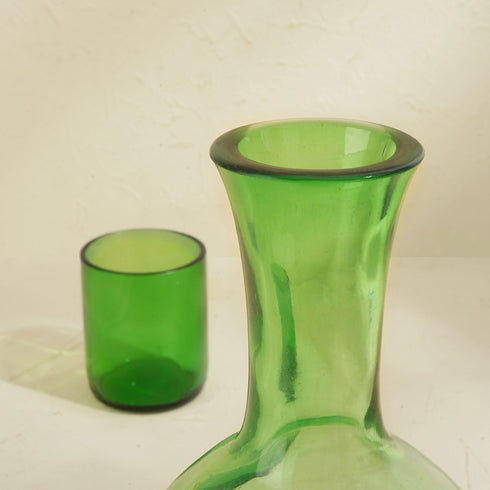 Carafe with glass lid - Green and Amber - Coastal Villa Homeware