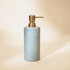 Zeolite stone soap dispenser with antique brass metal pump