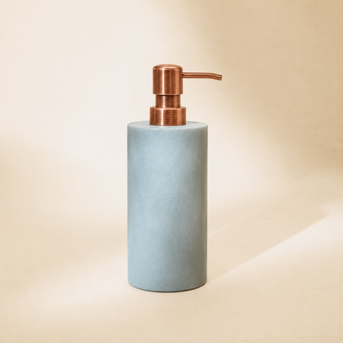 Zeolite stone soap dispenser with antique copper metal pump