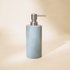 Zeolite stone soap dispenser with satin brushed silver metal pump