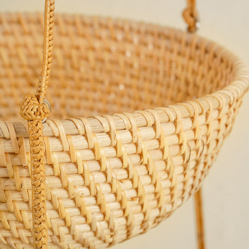 Rattan Tier 3 Hanging Basket - Natural - Coastal Villa Homeware
