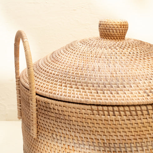 Close up of woven natural brown rattan